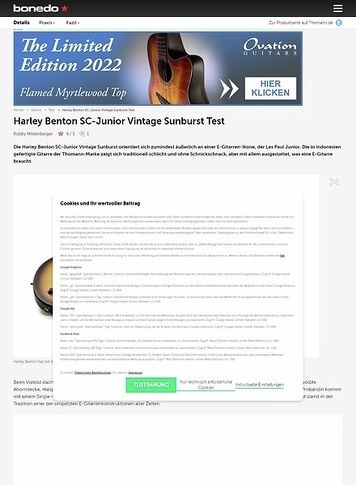 Bonedo.de Harley Benton SC-Junior Vintage Sunburst Bonedo.de Harley Benton SC-Junior Vintage Sunburst