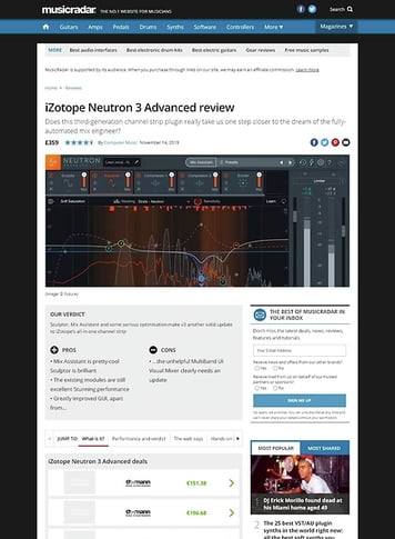 MusicRadar.com iZotope Neutron 3 Advanced MusicRadar.com iZotope Neutron 3 Advanced