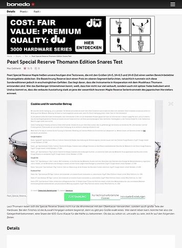 Bonedo.de Pearl Special Reserve Thomann Edition Snares Bonedo.de Pearl Special Reserve Thomann Edition Snares