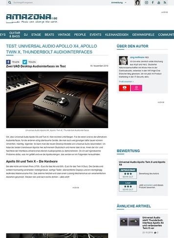 Amazona.de Universal Audio Apollo X4 und Apollo Twin X Amazona.de Universal Audio Apollo X4 und Apollo Twin X
