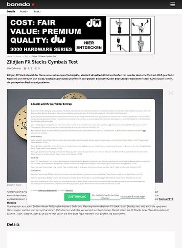 Bonedo.de Zildjian FX Stacks Cymbals Test Bonedo.de Zildjian FX Stacks Cymbals Test