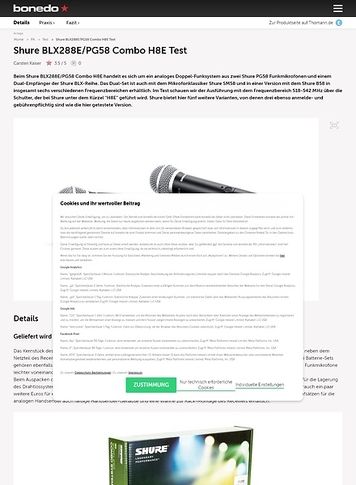 Bonedo.de Shure BLX288E/PG58 Combo H8E Bonedo.de Shure BLX288E/PG58 Combo H8E