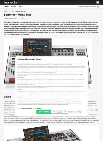 Bonedo.de Behringer Wing Bonedo.de Behringer Wing