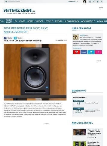 Amazona.de Presonus Eris E8 XT und E5 XT Amazona.de Presonus Eris E8 XT und E5 XT