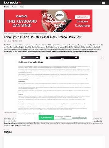 Bonedo.de Erica Synths Black Double Bass & Black Stereo Delay Bonedo.de Erica Synths Black Double Bass & Black Stereo Delay