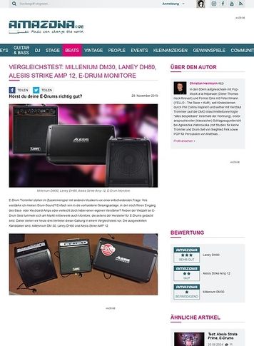 Amazona.de Vergleichstest: Millenium DM30, Laney DH80 und Alesis Strike Amp 12 Amazona.de Vergleichstest: Millenium DM30, Laney DH80 und Alesis Strike Amp 12