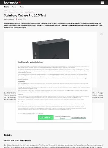 Bonedo.de Steinberg Cubase Pro 10.5
