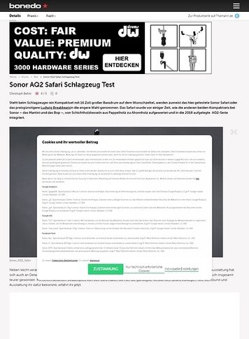 Bonedo.de Sonor AQ2 Safari Schlagzeug Bonedo.de Sonor AQ2 Safari Schlagzeug