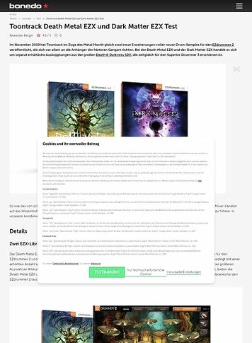 Bonedo.de Toontrack Death Metal EZX und Dark Matter EZX Bonedo.de Toontrack Death Metal EZX und Dark Matter EZX