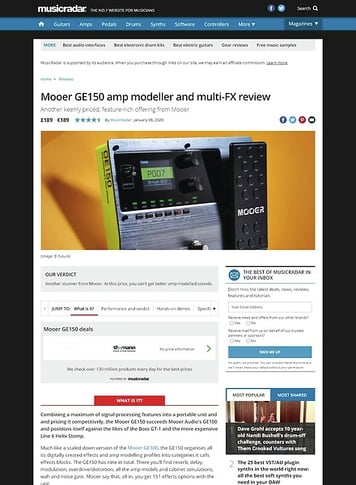 MusicRadar.com Mooer GE150 amp modeller and multi-FX MusicRadar.com Mooer GE150 amp modeller and multi-FX