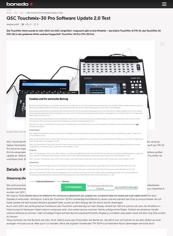 Bonedo.de QSC Touchmix-30 Pro Software Update 2.0 Bonedo.de QSC Touchmix-30 Pro Software Update 2.0