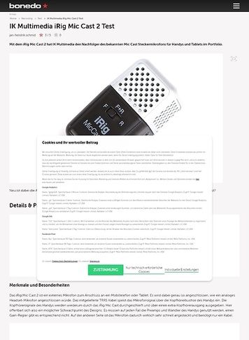 Bonedo.de IK Multimedia iRig Mic Cast 2 Bonedo.de IK Multimedia iRig Mic Cast 2