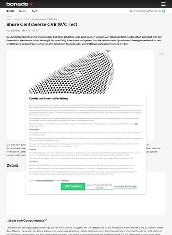 Bonedo.de Shure Centraverse CVB W/C Bonedo.de Shure Centraverse CVB W/C
