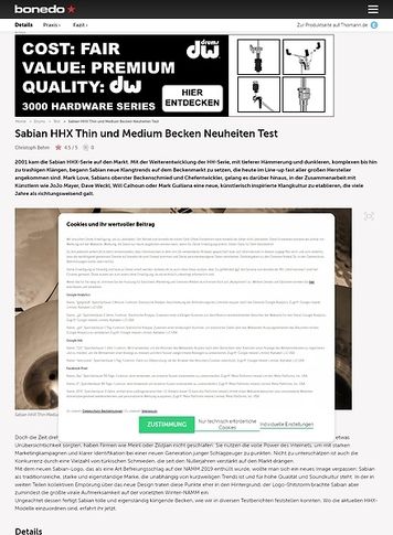 Bonedo.de Sabian HHX Thin und Medium Becken Neuheiten Bonedo.de Sabian HHX Thin und Medium Becken Neuheiten