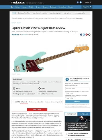 MusicRadar.com Fender SQ CV 60s Jazz Bass MusicRadar.com Fender SQ CV 60s Jazz Bass