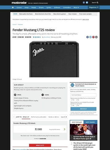 MusicRadar.com Fender Mustang LT25 MusicRadar.com Fender Mustang LT25