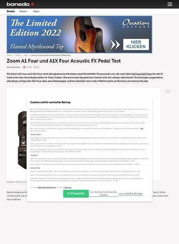 Bonedo.de Zoom A1 Four und A1X Four Acoustic Bonedo.de Zoom A1 Four und A1X Four Acoustic