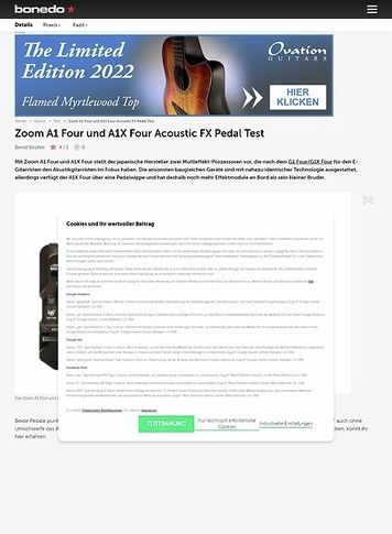 Bonedo.de Zoom A1 Four und A1X Four Acoustic Bonedo.de Zoom A1 Four und A1X Four Acoustic