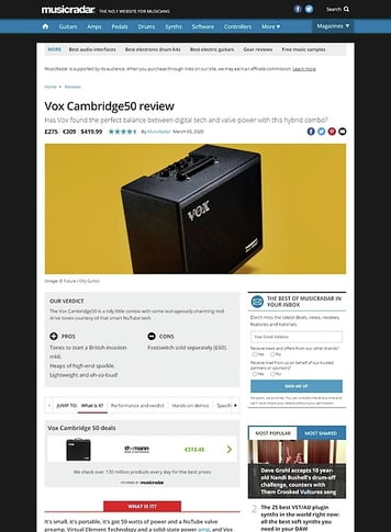 MusicRadar.com Vox Cambridge50 MusicRadar.com Vox Cambridge50