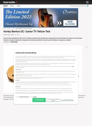 Bonedo.de Harley Benton DC-Junior TV Yellow Bonedo.de Harley Benton DC-Junior TV Yellow