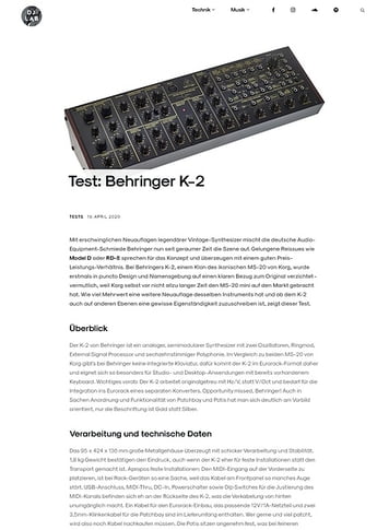 DJLAB Behringer K-2 DJLAB Behringer K-2