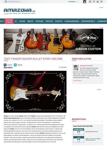Amazona.de Fender Squier Bullet Strat HSS BSB Amazona.de Fender Squier Bullet Strat HSS BSB