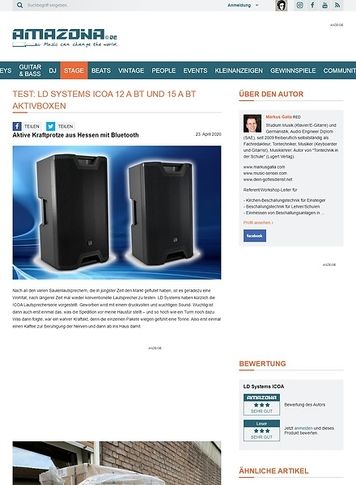 Amazona.de LD Systems ICOA 12 A BT und 15 A BT Aktivboxen Amazona.de LD Systems ICOA 12 A BT und 15 A BT Aktivboxen