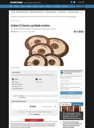 MusicRadar.com Zultan Q Series Cymbals MusicRadar.com Zultan Q Series Cymbals