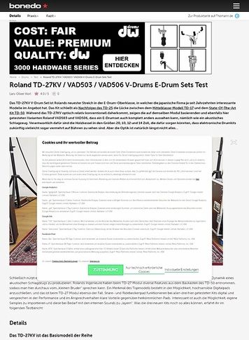 Bonedo.de Roland TD-27KV, VAD503 und VAD506 Bonedo.de Roland TD-27KV, VAD503 und VAD506