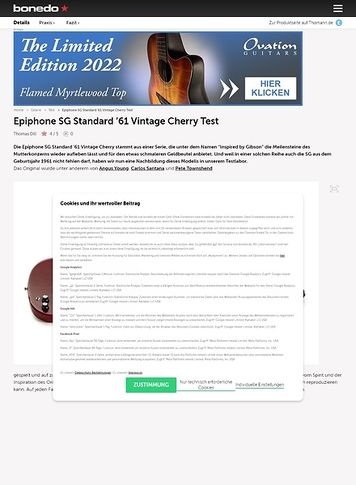Bonedo.de Epiphone SG Standard '61 Vintage Cherry Bonedo.de Epiphone SG Standard '61 Vintage Cherry