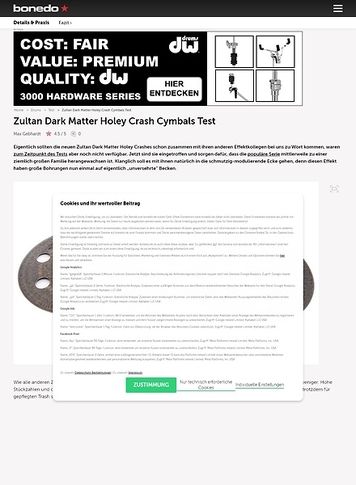 Bonedo.de Zultan Dark Matter Holey Crash Cymbals Bonedo.de Zultan Dark Matter Holey Crash Cymbals