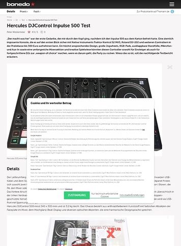 Bonedo.de Hercules DJControl Inpulse 500 Bonedo.de Hercules DJControl Inpulse 500