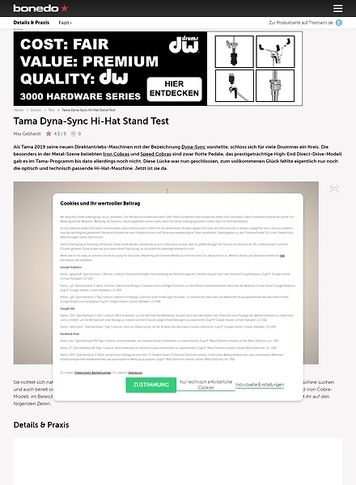 Bonedo.de Tama Dyna-Sync Hi-Hat Stand Bonedo.de Tama Dyna-Sync Hi-Hat Stand