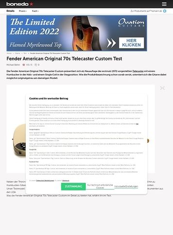 Bonedo.de Fender American Original 70s Telecaster Custom Bonedo.de Fender American Original 70s Telecaster Custom