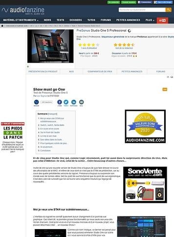 Audiofanzine.com PreSonus Studio One 5 Professional Audiofanzine.com PreSonus Studio One 5 Professional