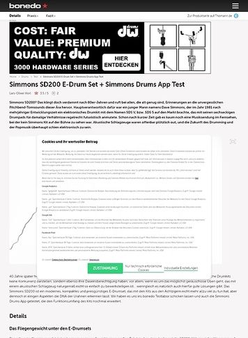 Bonedo.de Simmons SD200 E-Drum Set + Simmons Drums App Bonedo.de Simmons SD200 E-Drum Set + Simmons Drums App
