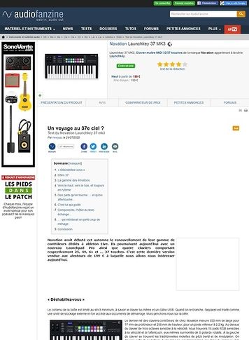 Audiofanzine.com Novation Launchkey 37 MK3 Audiofanzine.com Novation Launchkey 37 MK3