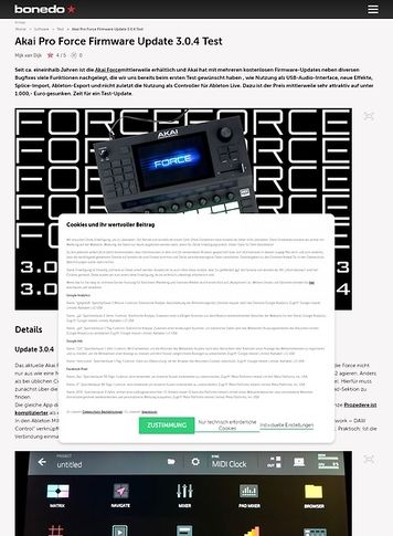 Bonedo.de Akai Pro Force Firmware Update 3.0.4 Bonedo.de Akai Pro Force Firmware Update 3.0.4