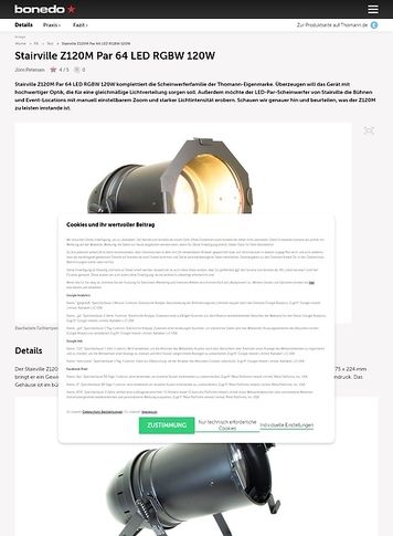 Bonedo.de Stairville Z120M Par 64 LED RGBW 120W Bonedo.de Stairville Z120M Par 64 LED RGBW 120W