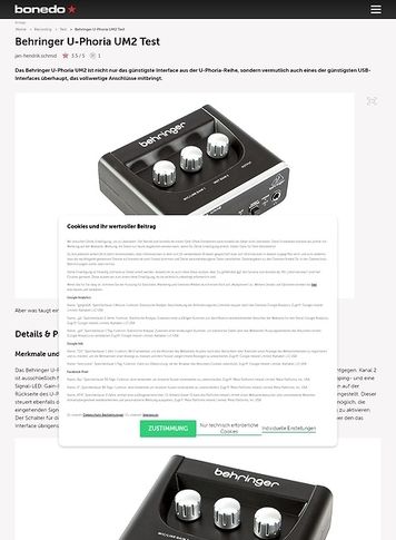 Bonedo.de Behringer U-Phoria UM2 Bonedo.de Behringer U-Phoria UM2