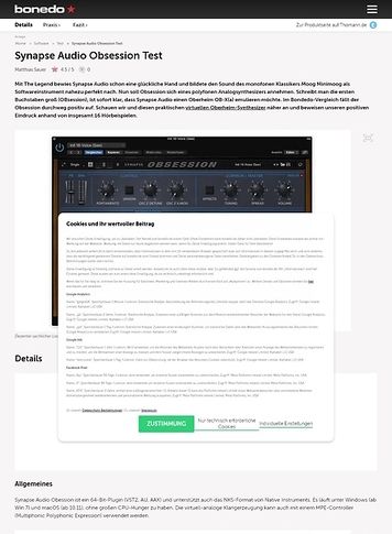 Bonedo.de Synapse Audio Obsession Bonedo.de Synapse Audio Obsession