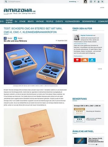 Amazona.de Schoeps CMC-64 Stereo Set mit MK4, CMC-6, CMC-1 Amazona.de Schoeps CMC-64 Stereo Set mit MK4, CMC-6, CMC-1