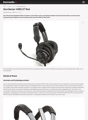 Bonedo.de Sennheiser HMD 27 Bonedo.de Sennheiser HMD 27