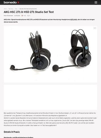 Bonedo.de AKG HSC 271 & HSD 271 Studio Set Bonedo.de AKG HSC 271 & HSD 271 Studio Set