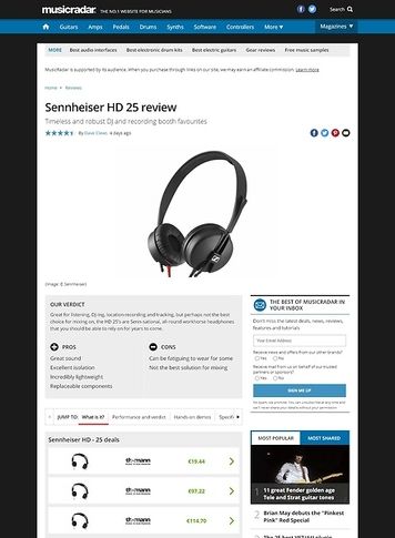 MusicRadar.com Sennheiser HD 25 review MusicRadar.com Sennheiser HD 25 review
