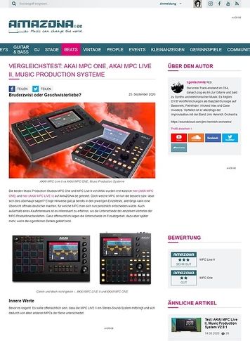 Amazona.de Vergleichstest: AKAI MPC One, AKAI MPC Live II Amazona.de Vergleichstest: AKAI MPC One, AKAI MPC Live II