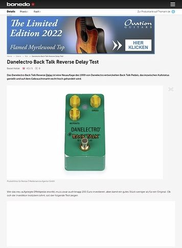 Bonedo.de Danelectro Back Talk Reverse Delay Bonedo.de Danelectro Back Talk Reverse Delay