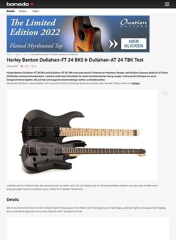 Bonedo.de Harley Benton Dullahan-FT 24 BKS & Dullahan-AT 24 TBK Bonedo.de Harley Benton Dullahan-FT 24 BKS & Dullahan-AT 24 TBK