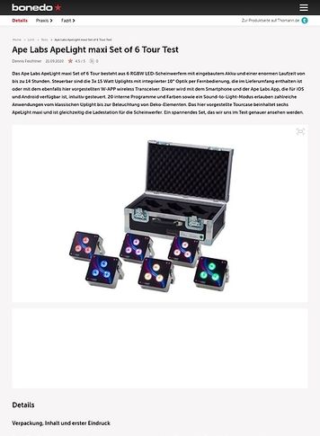 Bonedo.de Ape Labs ApeLight maxi Set of 6 Tour Bonedo.de Ape Labs ApeLight maxi Set of 6 Tour