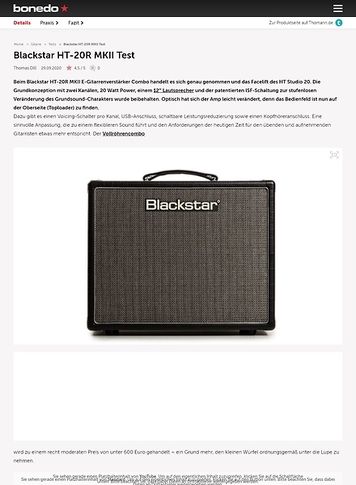 Bonedo.de Blackstar HT-20R MKII Bonedo.de Blackstar HT-20R MKII